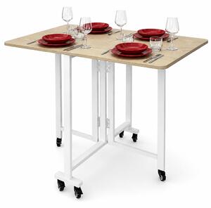 Tavolo Pieghevole Multiuso 120x80x75 cm con 4 Ruote con Freno in MDF Quercia
