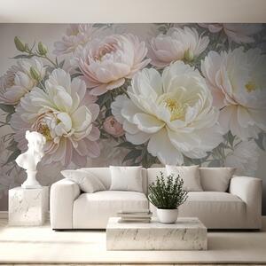 Carta da parati Un bouquet di peonie e altri fiori dai colori pastello su, Carta da parati Floreale, Carta da parati Fiori grandi, w08276 : Uwalls.it