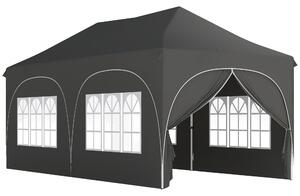 Outsunny Gazebo pieghevole 6x3 m Pop-up con 4 pannelli rimovibili altezza regolabile e borsa per il trasporto Grigio scuro | Aosom Italy
