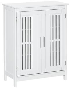 Kleankin Mobile da bagno a 3 livelli, armadietto da bagno con doppia porta e ripiano regolabile, 60x30x80cm, bianco | Aosom Italy