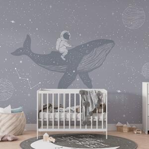 Carta da parati Astronauta e balena magica nello spazio, Carta da parati Mare, w08298 : Uwalls.it