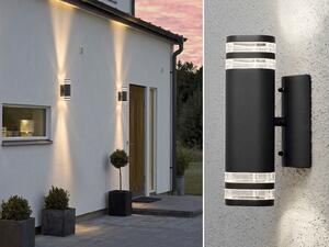 Set di 2 applique up-down MODENA alluminio nero GU10 H: 28,5 cm