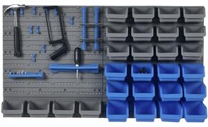 DURHAND Cassetta Portautensili da 44pz con Scatole Regolabili e Rimovibili, Montaggio a Muro, in PP Blu e Grigio, 54x22x95 cm|Aosom