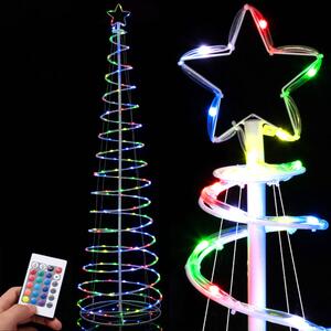 Albero di Natale Luminoso a Spirale Ø57,5x210 cm con 200 LED RGB e Telecomando in Ferro e PVC