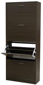 Scarpiera 4 Ante 63x24x150 cm a Doppia Profondità con Maniglie in Metallo in MDF Noce