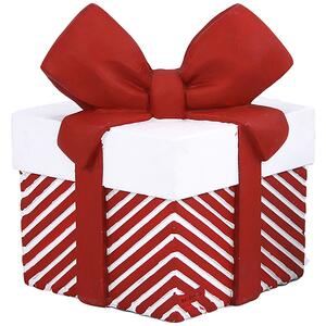 Base Albero di Natale a Pacco Regalo 36x36x47 cm Bianco e Rosso