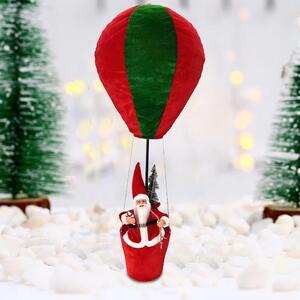 Decorazione Natalizia Mongolfiera di Babbo Natale Ø40x92 cm in Velluto Verde e Rosso