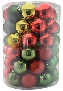 Set 34 Palle di Natale Ø8 cm in 4 Fantasie con Brillantini Multicolore