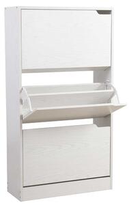 Scarpiera 3 Ante 63x24x115 cm a Doppia Profondità con Maniglie a Scomparsa in MDF Noce