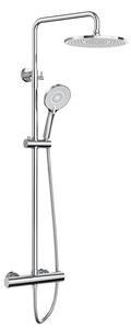 Sistema doccia Rainsworth con termostato, doccia a pioggia rotonda in ABS da 25 cm, soffione a 3 modalità di getto, set doccia 92-126 cm, cromo