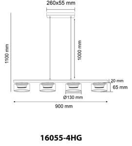 Globo 16055-4HG - Lampadario LED a sospensione con filo HIGGINS 4xGX53/6W/230V fumé/marrone
