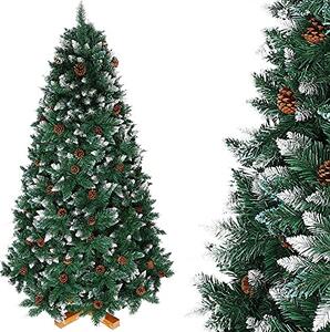 Albero di Natale Innevato King Premium 250 cm 1600 Rami Folto con Pigne in PVC Verde