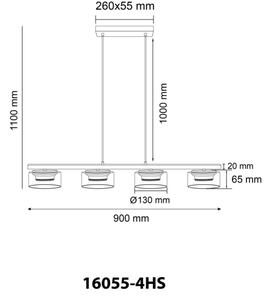 Globo 16055-4HS - Lampadario LED a sospensione con filo HIGGINS 4xGX53/6W/230V fumé/nero
