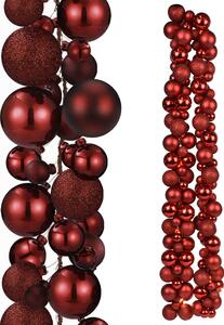 Ghirlanda Natalizia Festone LED 9,5x180 cm con 142 Palline Lucide e Opache Ø3-5 cm Rosso