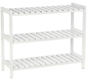 HOMCOM Scarpiera a 3 livelli, con ripiani a listelli, in legno di pino, 70 x 26 x 57,5 cm, Bianco | Aosom Italy