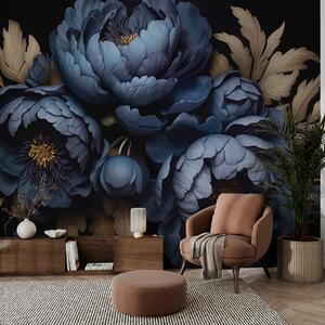 Carta da parati Peonie blu, Carta da parati Floreale, w01131 : Uwalls.it
