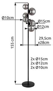 Globo 56133-6S - Lampada LED da terra RIHA 6xG9/3,5W/230V fumé/nero