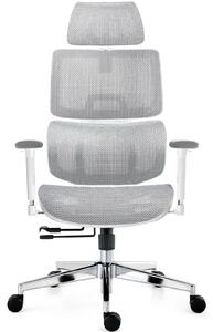 Sedia da ufficio ergonomica - Rete integrale - Supporto lombare - Bracciioli 3D regolabili - Bianca - Per ufficio domestico