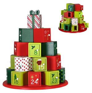 Calendario dell'Avvento Regali di Natale 30x27 cm con 24 Cassetti in Legno Multicolore