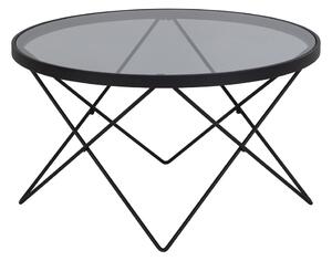 Tavolino nero con piano in vetro ø 80 cm Cuxton - Actona