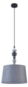 Lampada a sospensione Lindby Haldorin, grigio/nero, tessuto, Ø 34 cm