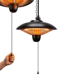Riscaldatore a infrarossi da esterno sospeso - 1800 W - Infrarossi al carbonio - IP55 - Interruttore a strappo - Per terrazzo, balcone e pergola