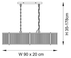 Endon 110945 - Lampadario a sospensione con catena RIDGETON 4xE14/6W/230V ottone/limpido