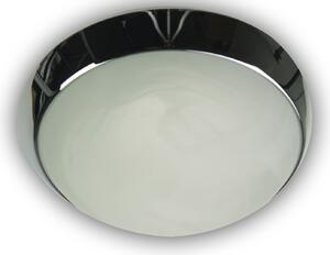 Lampada da soffitto in stile rustico, vetro alabastro, anello decorativo cromato, Ø 35 cm, lampada da ufficio