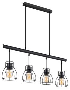 Lampada a sospensione, 4 fiamme, design a gabbia, nero, L 77 cm
