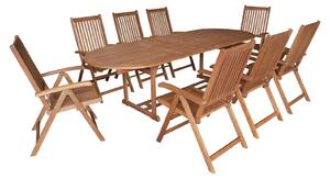 Set da giardino in legno, 9 pezzi, in legno di eucalipto, pieghevole