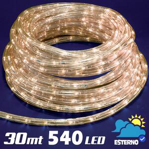 Tubo Luminoso LED 30 m 540 Luci da Interno ed Esterno IP44 Bianco Caldo