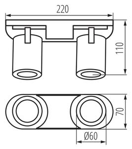 Kanlux 38961 - Faretto LAURIN 2xGU10/10W/230V ottone/nero