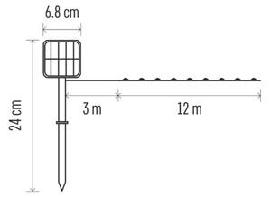 Catena solare LED/2,4W/1,2V 1xAA 15 m IP44 3000K 600 mAh
