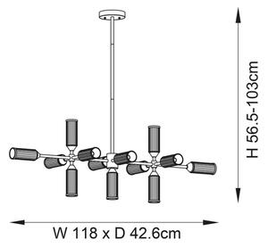 Endon 106259 - Lampadario a sospensione con supporto rigido TOUR 13xG9/3W/230V ottone