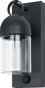 Lampada da esterno OSRAM, grigio scuro, attacco E27, grado di protezione IP65, vetro, alluminio, sensore di movimento PIR, sensore di luce diurna, durata di 25.000 h, 0-40 W