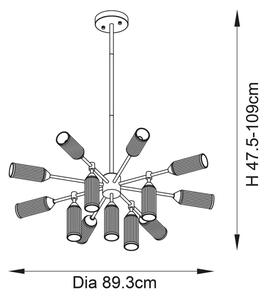 Endon 106256 - Lampadario a sospensione con supporto rigido TOUR 13xG9/3W/230V ottone