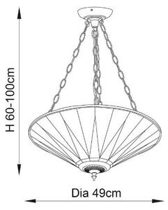Endon 70754 - Lampadario a catena Tiffany DARK STAR 3xE27/60W/230V diam. 49 cm