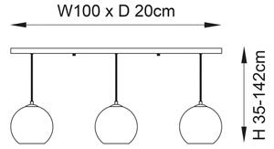 Endon 102929 - Lampadario a sospensione con filo BOLI 3xE27/10W/230V nero/fumé marrone