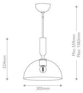 Alora Mood ALM-JUDE-P-MB-CL - Lampadario con asta JUDE 1xE27/60W/230V nero