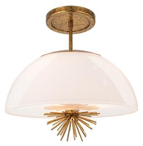 Quoizel STARING-3P-DG-OPAL-Lampadario a sospensione con supporto rigido STARING 3xE14/40W/230V diametro 45,7cm oro