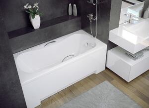 Vasca rettangolare 130x70 con grembiule in acrilico, maniglie, set di scarico e piedini GRATUITI | Set completo vasca 5in1 in acrilico | BADLAND ARIA PLUS