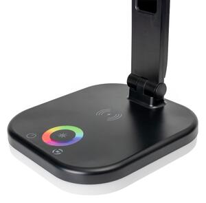 LED RGBW Lampada dimmerabile con ricarica wireless, display Porta USB 6W/5V 3000-6500K nero