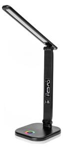 LED RGBW Lampada dimmerabile con ricarica wireless, display Porta USB 6W/5V 3000-6500K nero
