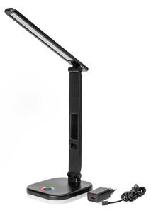 LED RGBW Lampada dimmerabile con ricarica wireless, display Porta USB 6W/5V 3000-6500K nero