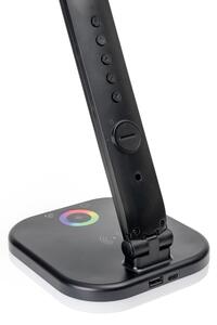 LED RGBW Lampada dimmerabile con ricarica wireless, display Porta USB 6W/5V 3000-6500K nero