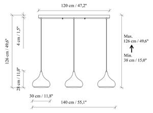 Lampada a sospensione con cavo MUBA 3xE27/40W/230V nero