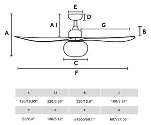 FARO 34361WT-11L - Ventilatore da soffitto OUTWOOD L 1xE27/15W marrone/bianco diametro 150 cm WT IP44+DO
