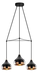 Lampadario a sospensione su cavo YILDO 3xE27/40W/230V nero/rame