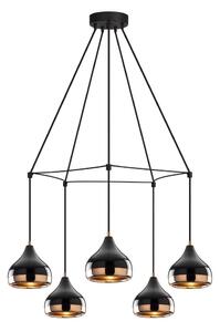 Lampadario sospeso su cavo YILDO 5xE27/40W/230V nero/ramato