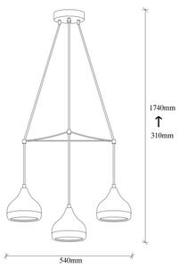 Lampadario a sospensione su cavo YILDO 3xE27/40W/230V nero/rame